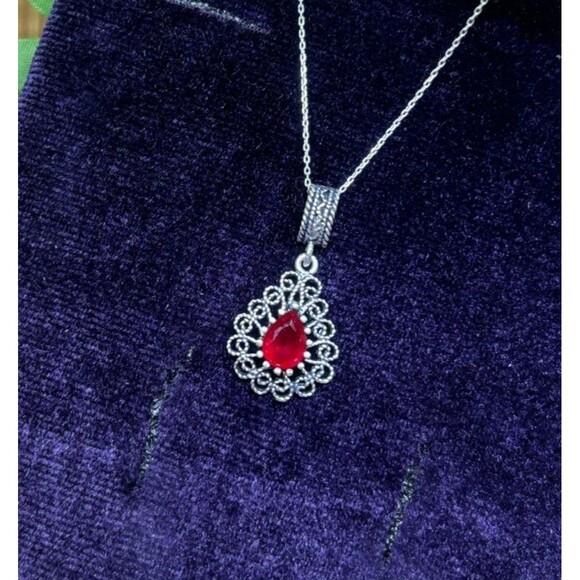 925 Sterling Silver Turkish Filigree Necklace for Women, NEW,HandmadeGift - Picture 1 of 4
